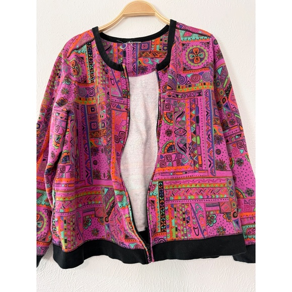 Coldwater Creek 90s Cotton Multicolor Pattern Jacket, PL - Picture 2 of 6